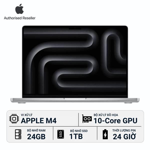 MacBook Pro 2024 14-inch M4 10‑core CPU | 10‑core GPU 24GB/1TB Chính Hãng