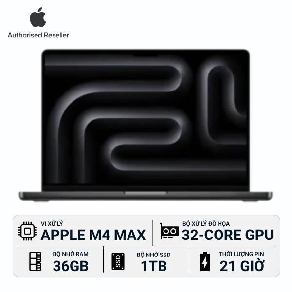 MacBook Pro 2024 16-inch M4 Max 14‑Core CPU | 32‑Core GPU 36GB/1TB Chính Hãng