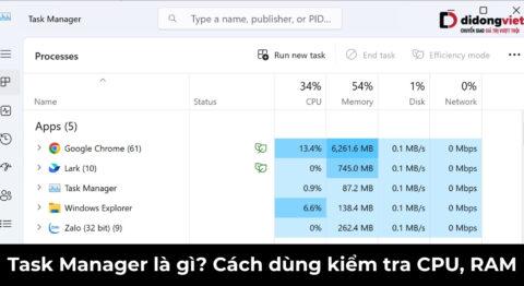 Task Manager là gì? Cách dùng kiểm tra CPU, RAM chi tiết